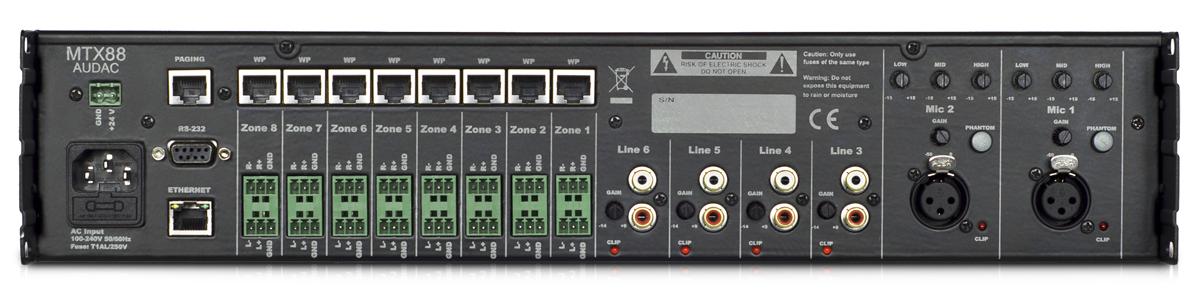 Audac MTX88 8 x 8 audio matrix mixer