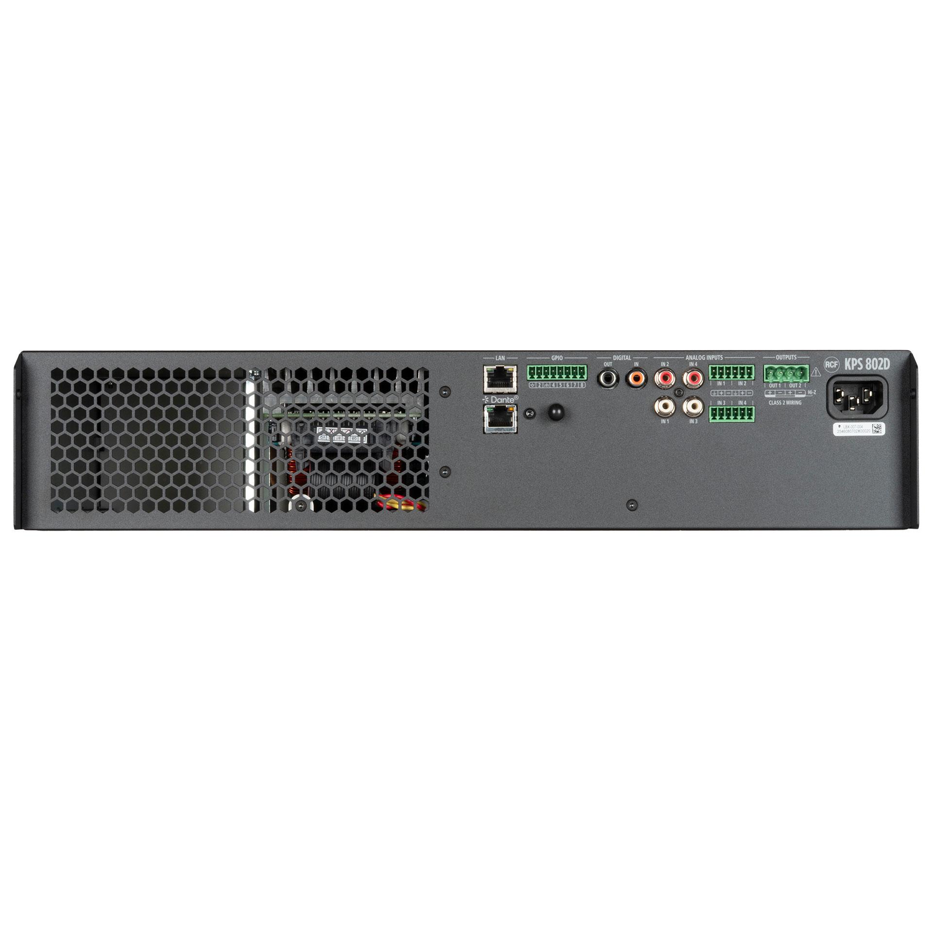 RCF KPS 802D, 2-Channel Power Amplifier with Dante, Rear
