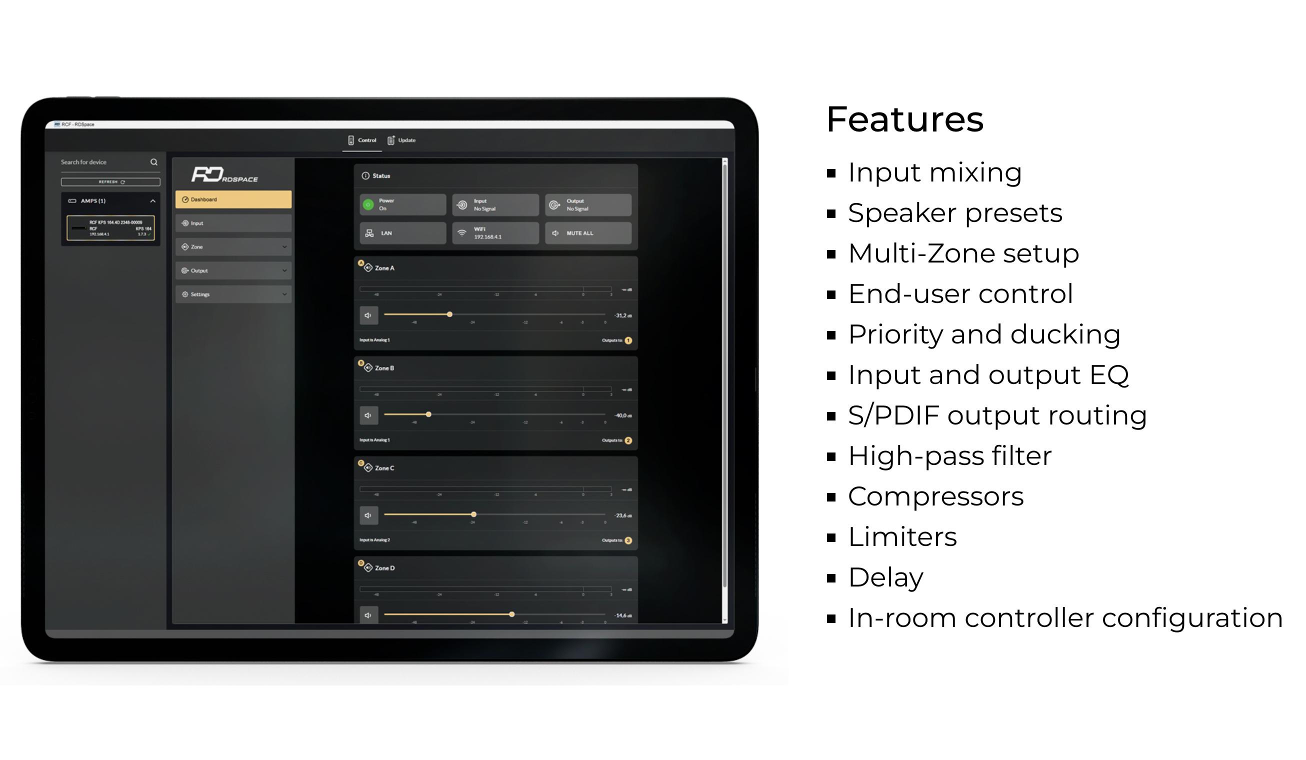 RCF KPS Amplifer RDSpace Software Screenshot