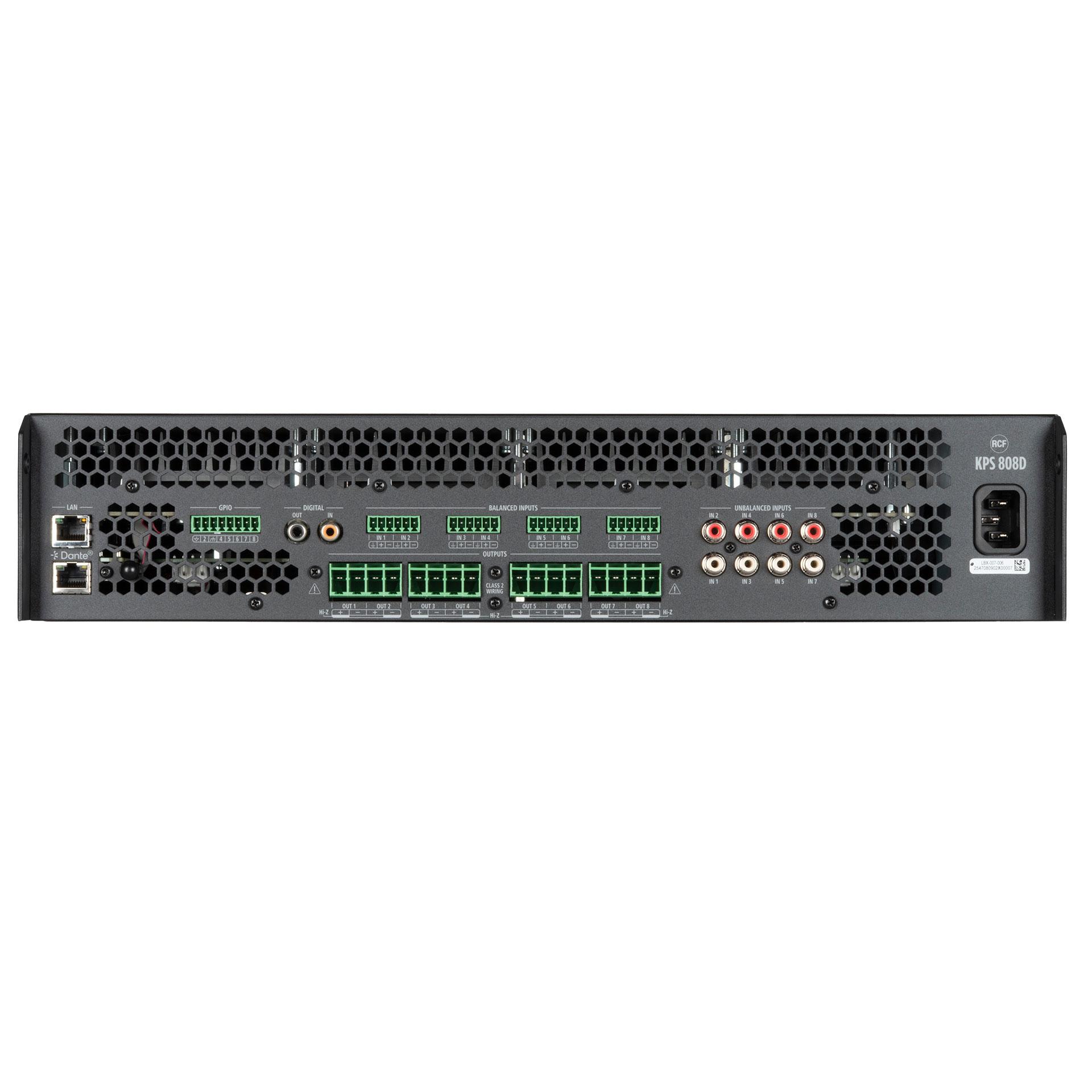 RCF KPS 808D, 8-Channel Power Amplifier with Dante, Rear