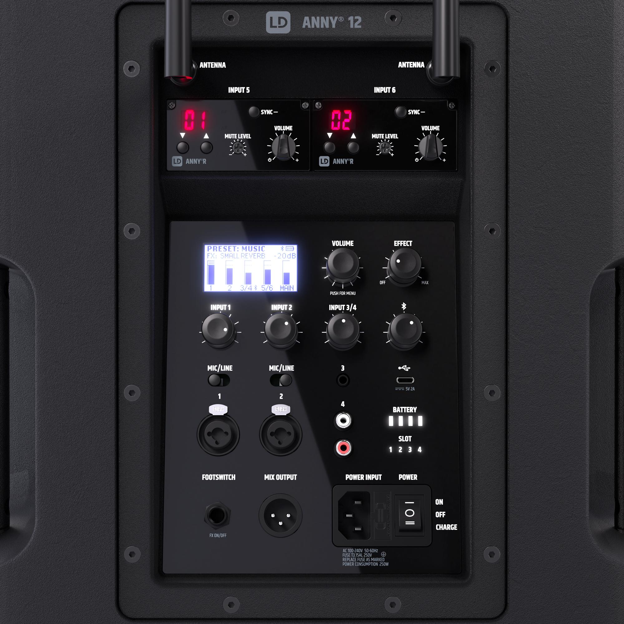 LD Systems ANNY 12 HBH2 B8 Rear Controls