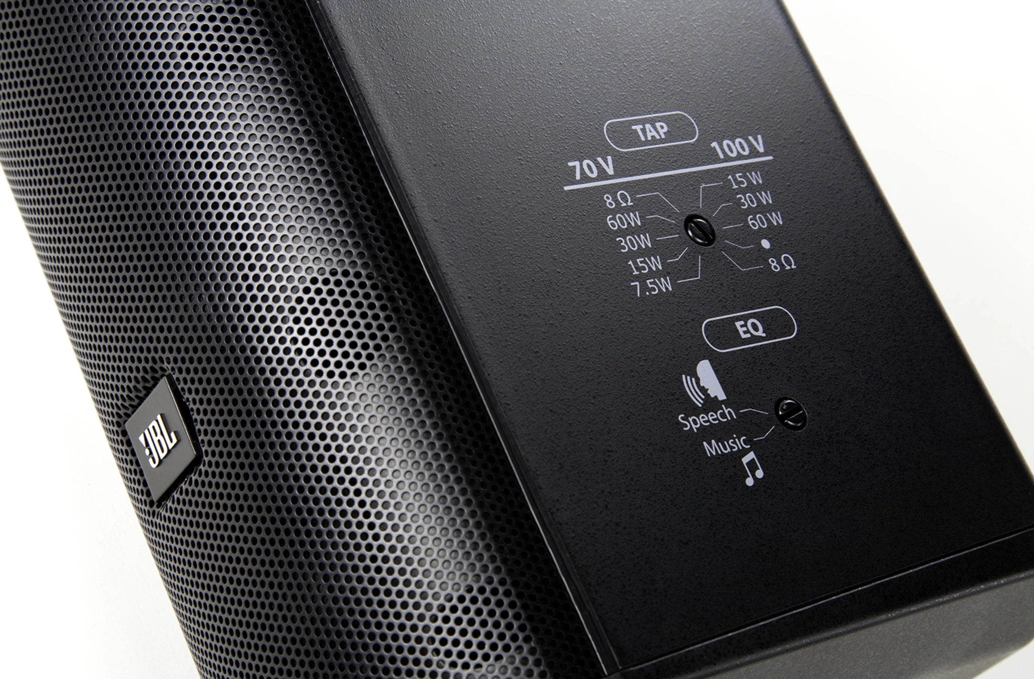 JBL CBT 50LA-LS Line Array Column Loudspeaker, Black. Tapping Selector Close-Up.
