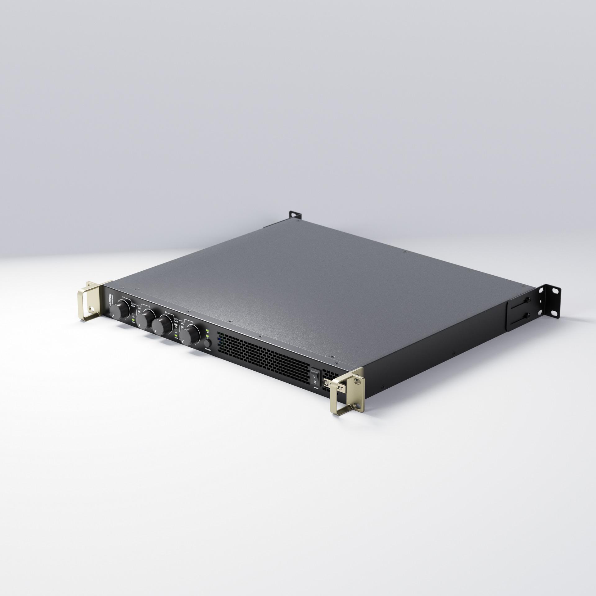 Ecler DARA-4B900 LoZ & HiZ, DSP, Class D Networkable Amplifier, angled front view