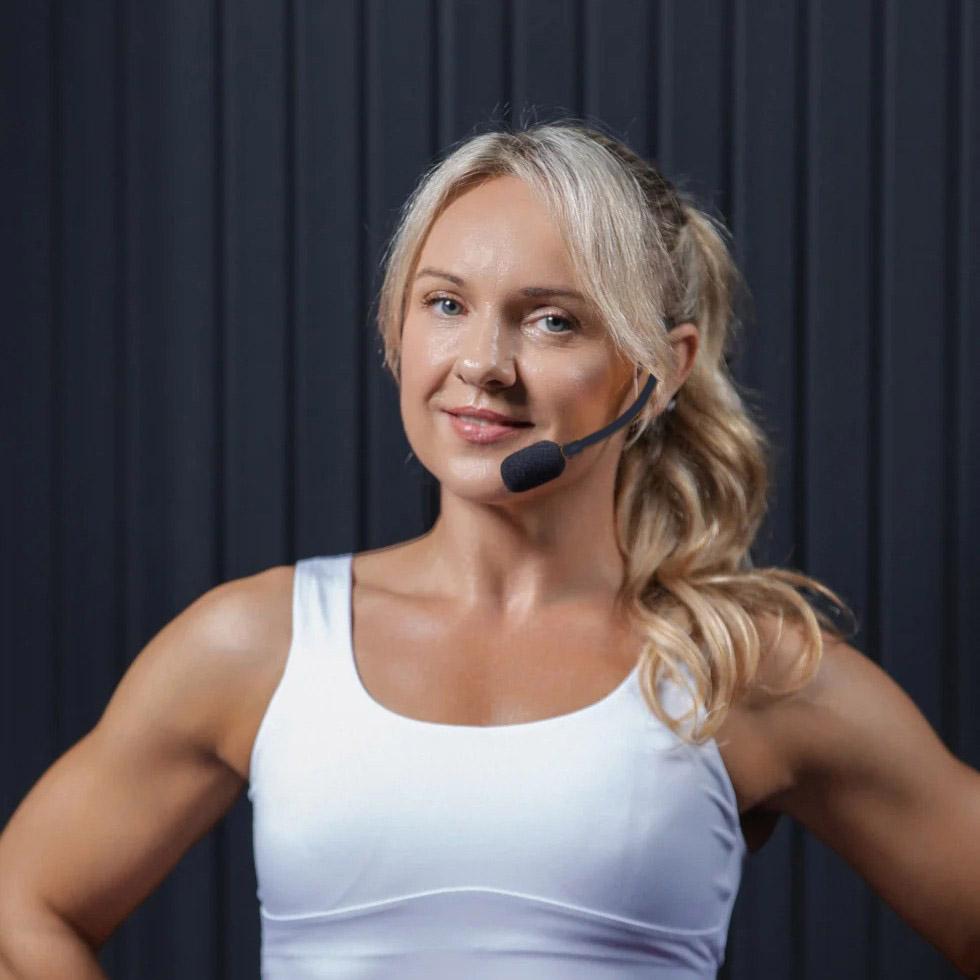 Fitness Audio Emic XL Sweat Proof Fitness Headset Microphone, Shown Worn By Instructor
